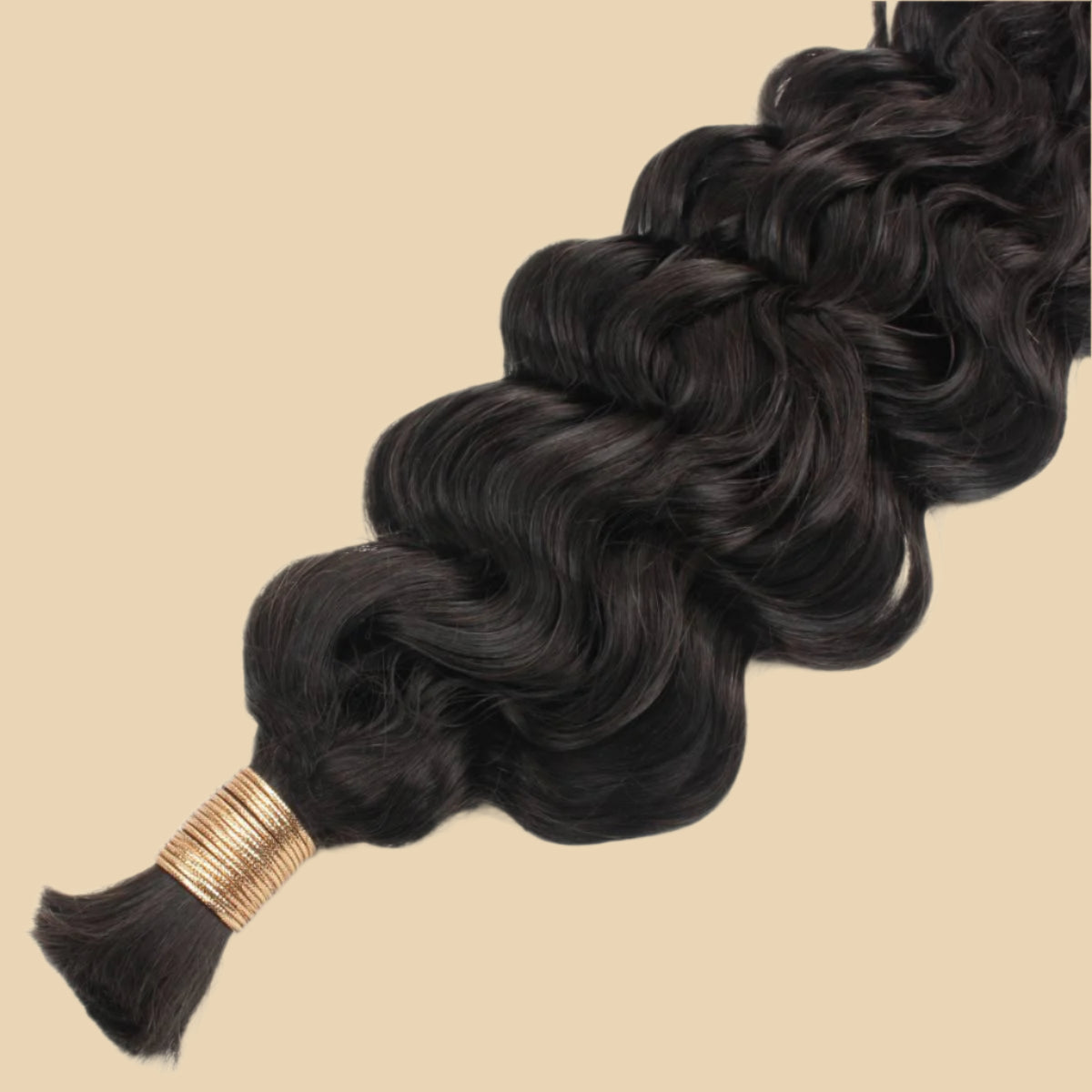 Up close of Beach Wave Bulk Braiding Human Hair Extensions