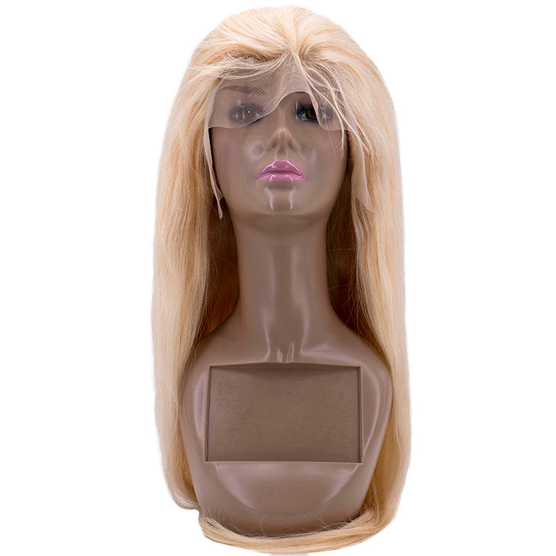Front view of a Brazilian Blonde Straight 13x4 Lace Wig