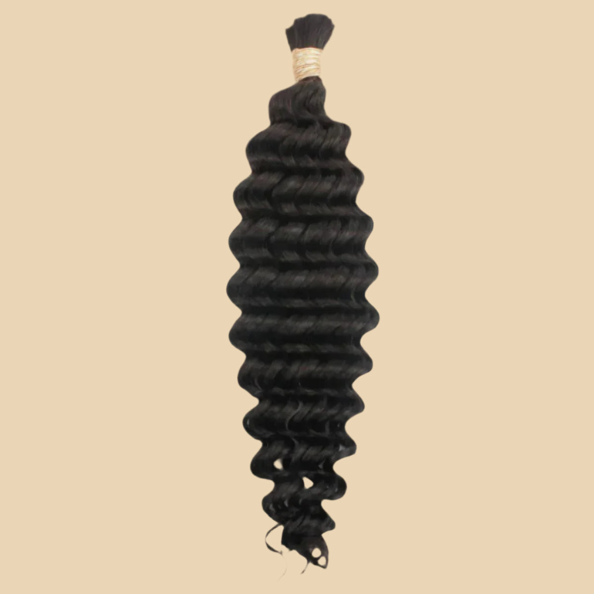 Deep wave textured bulk human hair extensions in natural black color