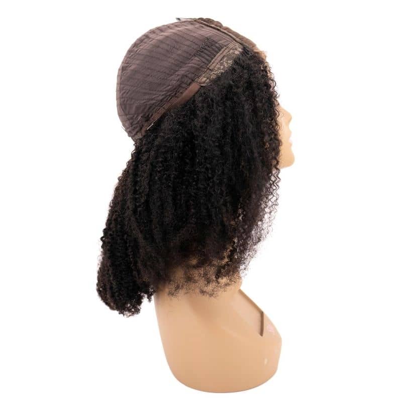 side view of a kinky curl wig with 4x4 closure