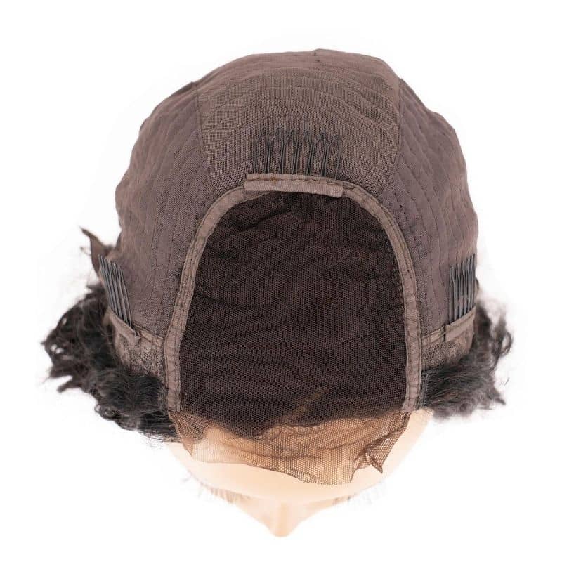 Beach Wave Wig Showing Clips and 4x4 Closure