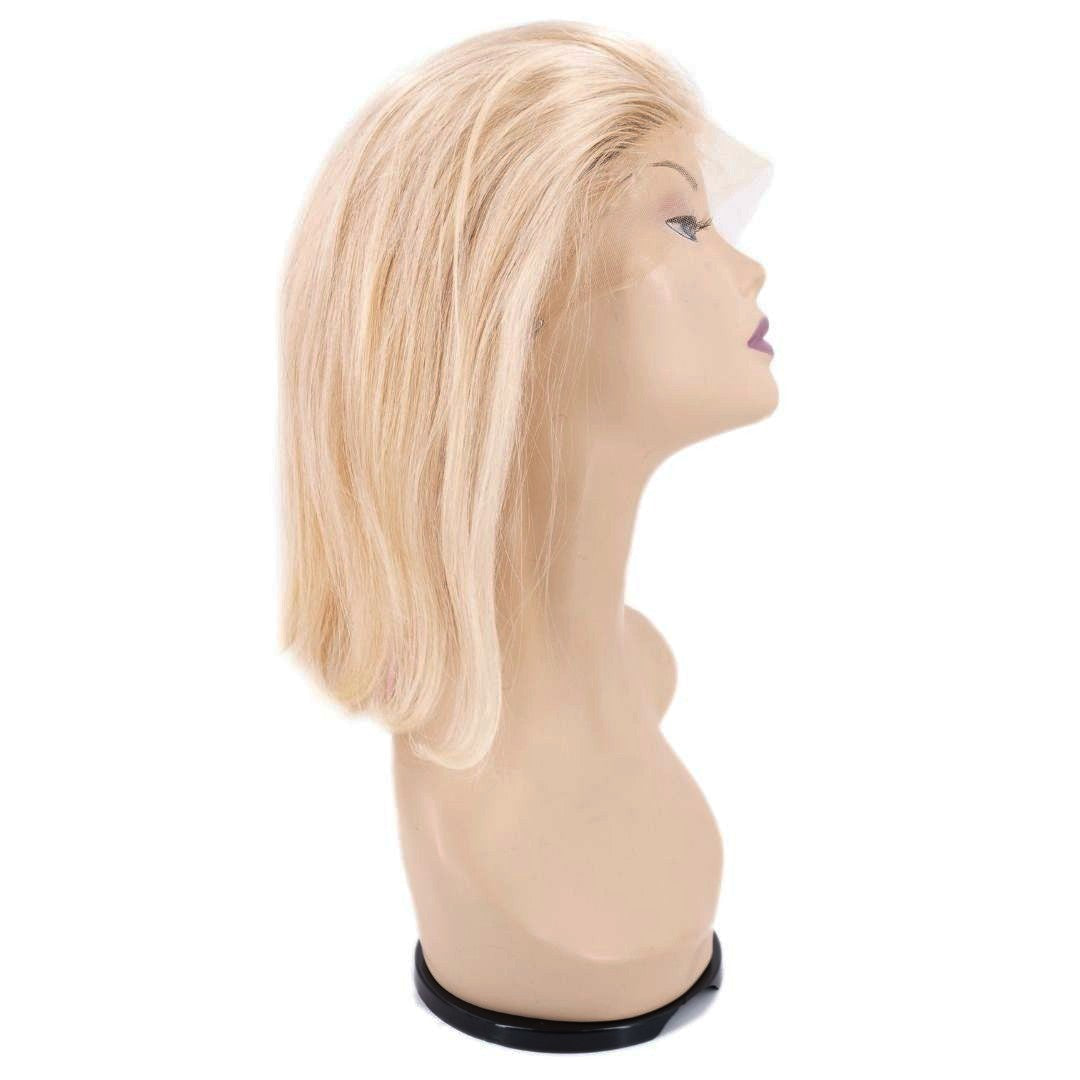 Blonde Straight Bob Wig on a mannequin head Side View