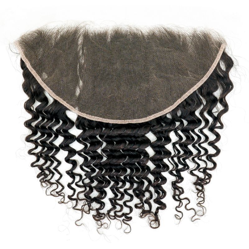 Deep Wave 13x6 Lace Frontal Hair Extension showing back of the lace