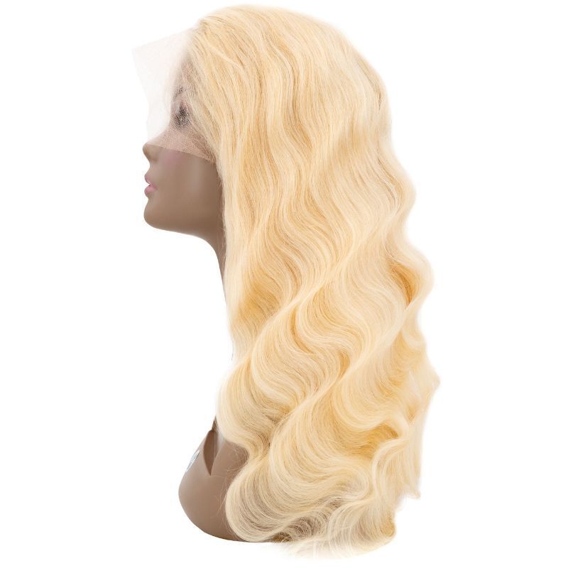 Blonde Wavy Wig on a Mannequin facing to the left