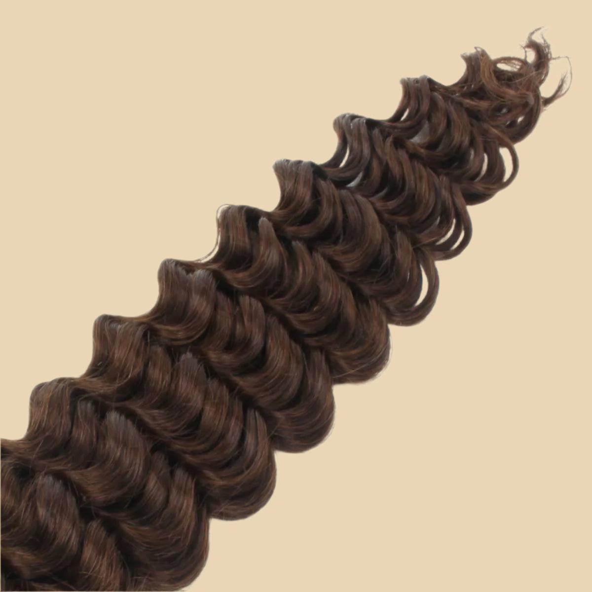 Medium Brown Deep Wave Bulk Human Braiding Hair  Showing Ends of the bundle