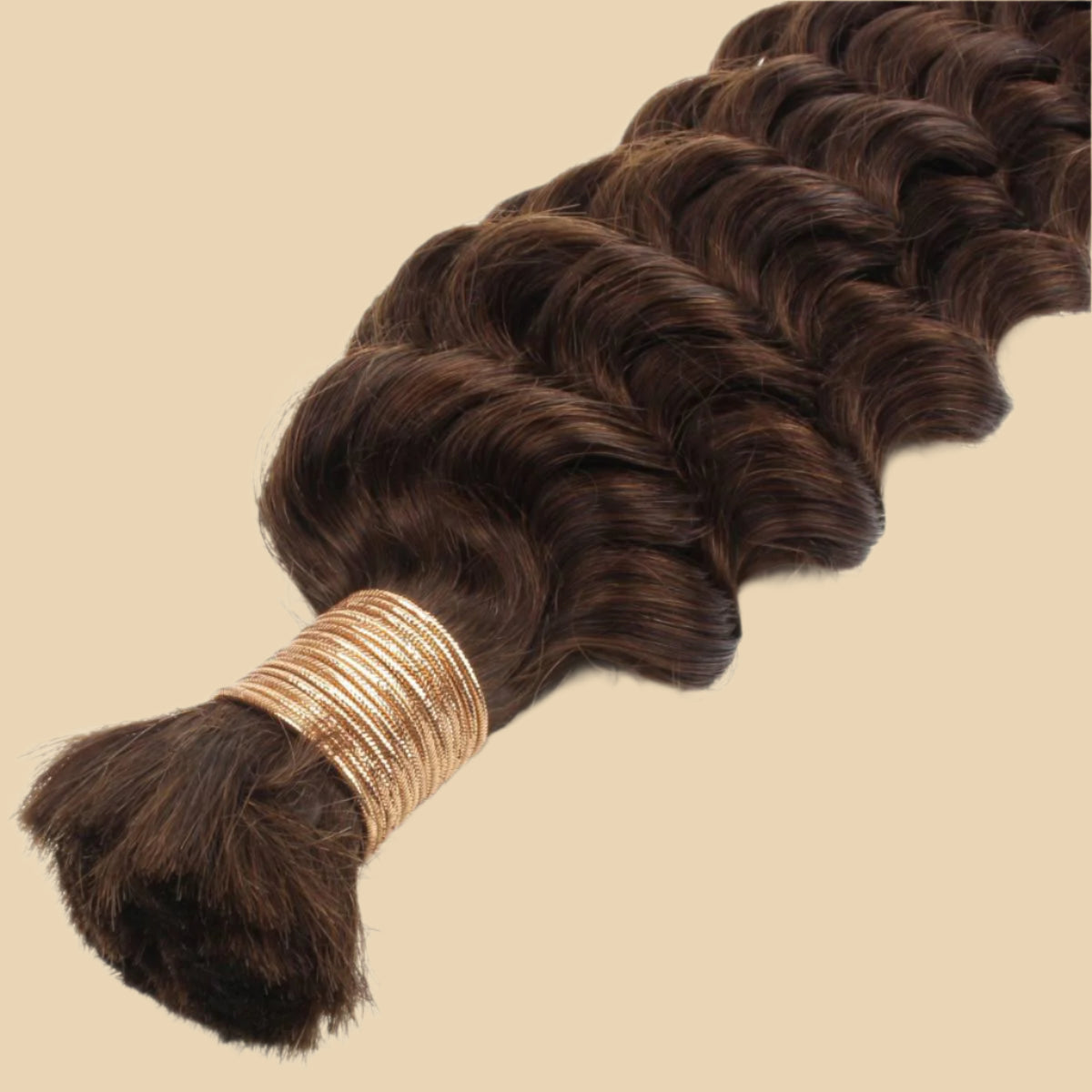 Medium Brown Deep Wave Bulk Human Braiding Hair  Up Close