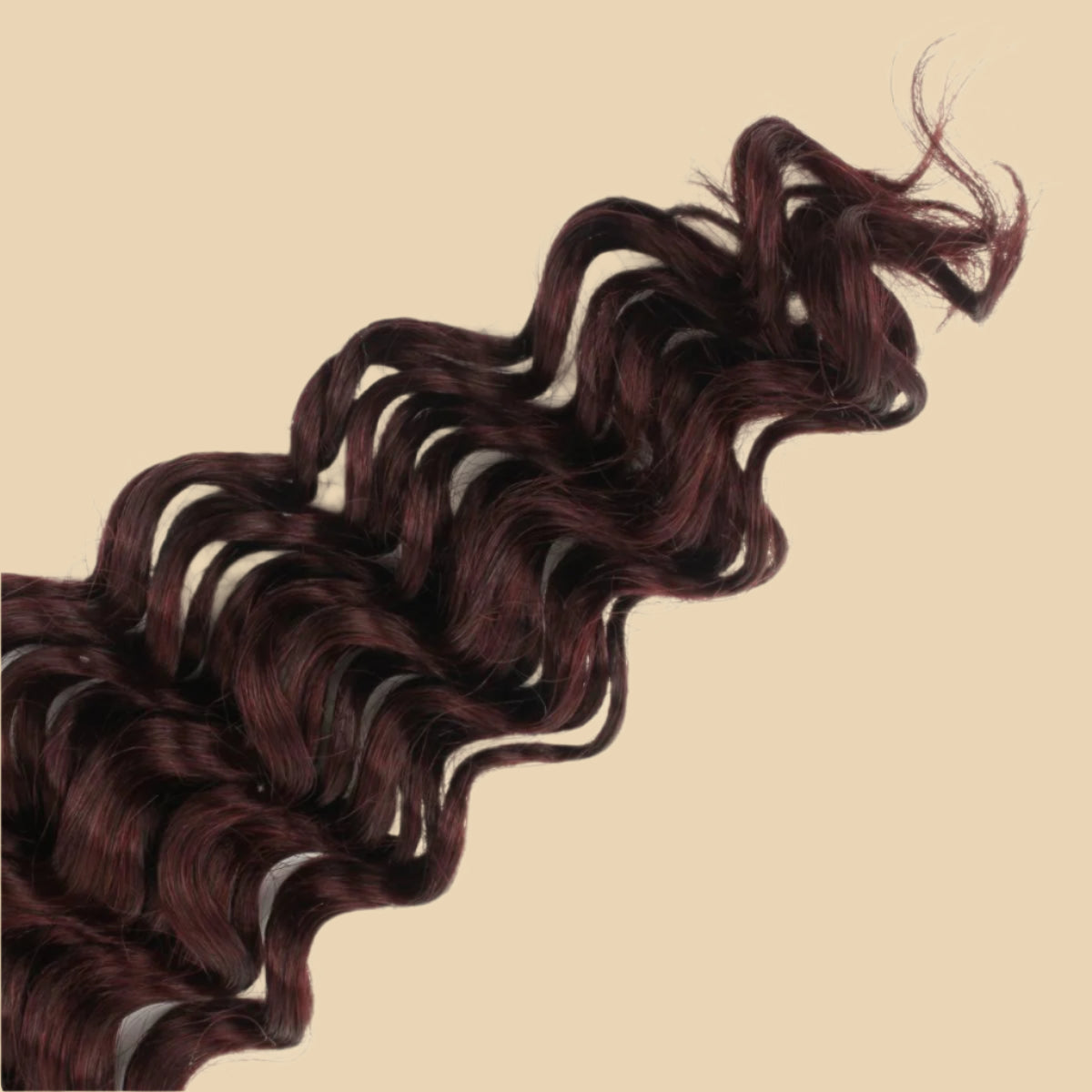 Up close view of Burgundy Deep Wave Color 99J Bulk Human Braiding Hair bundle 