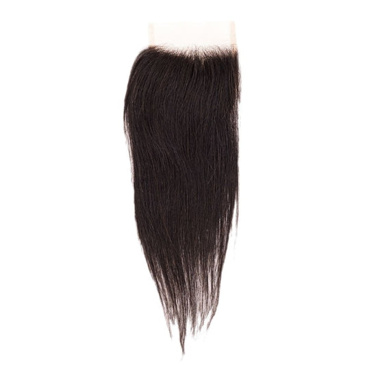 The Brazilian Silky Straight Closure by hairdiamondz, crafted from virgin hair, delivers a smooth and seamless finish. This protective style boasts dark brown extensions topped with a lace closure to keep your natural hair secure while providing the sleek elegance and gentle taper of perfectly straight strands.