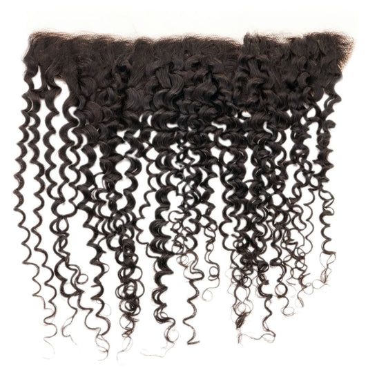 Close-up of the Brazilian Kinky Curly Frontal hair extension 