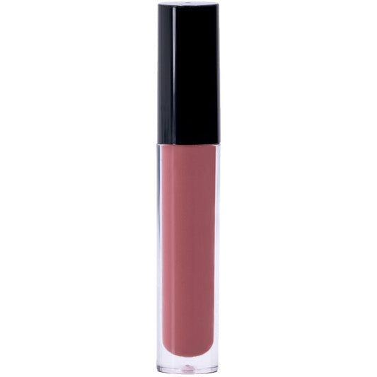 The Charm Pink Lip Gloss, featuring a black cap, delivers a pinkish-brown hue with a moisturizing shine and non-sticky formula.